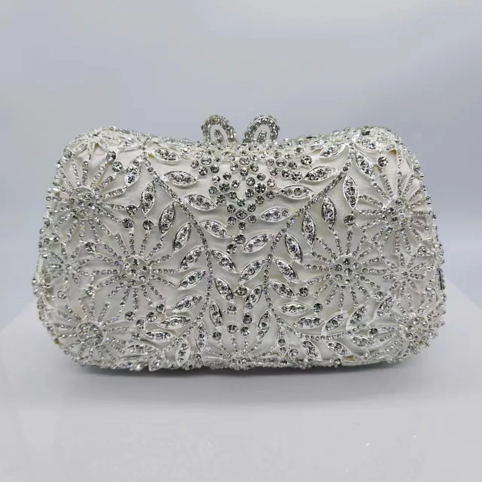 Pochette Argentée Pochette De Soirée Strass Argentée | Sac à Main Brillant Pour Mariage, Fête & Bal Sac Diamant Femme Mariage