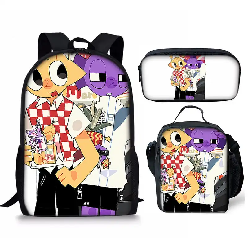 

3pcs Game Sprunki Casual Backpack With Lunch Bag And Pencil Case For Boy/Girls Student BookBag Sets Teenagers SchoolBag