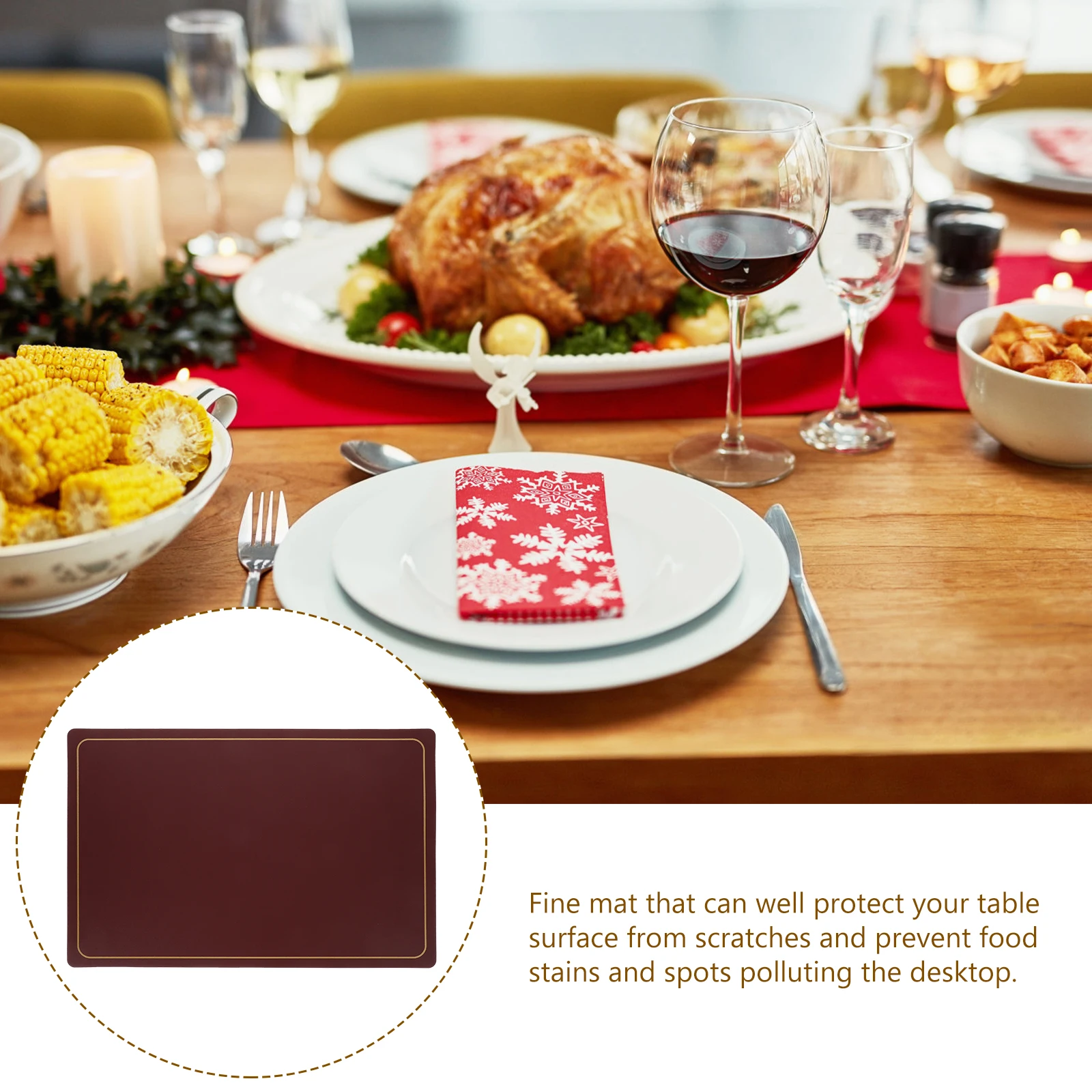 

4pcs Pu Place Mat For Dining Table Reusable Kitchen Workstation Wear-Resistant Simple Style Placemats Kids Toddler Dinner Mats
