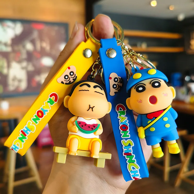 

Bandai Anime Cartoon Crayon Shin-chan Keychain Cute Doll Car Key Ring Ornaments Accessories Jewelry Gifts for Friends Fashion