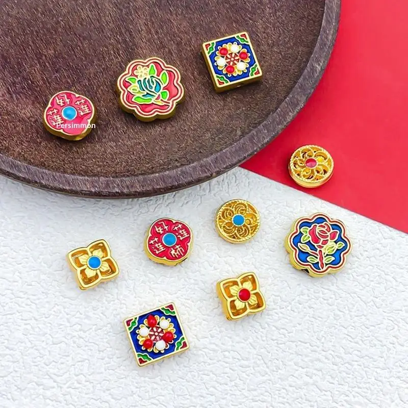 1/10Pcs Lot Alloy Flowers Spacer Beads Handmade DIY Necklace Accessories