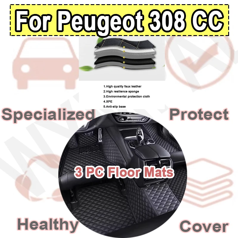 

Luxury Car Mats Floor For Peugeot 308 CC T7 2008~2013 Waterproof Protection Carpets Leather Mat Cubre Pisos Para Autos Car Mats