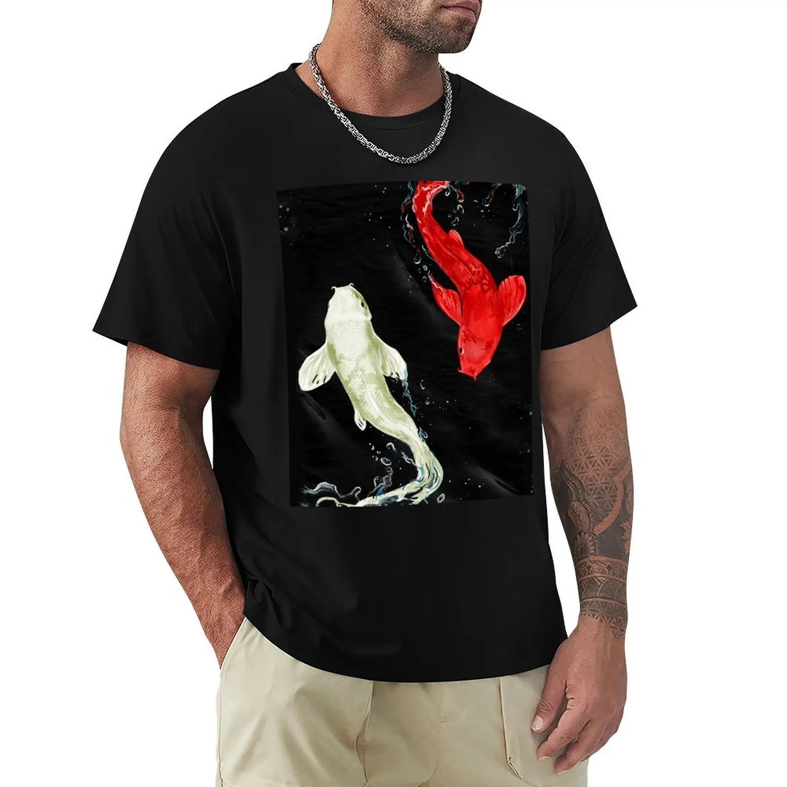 

Koi Fishes T-Shirt plain graphics Man t-shirt slim fit t shirts for men