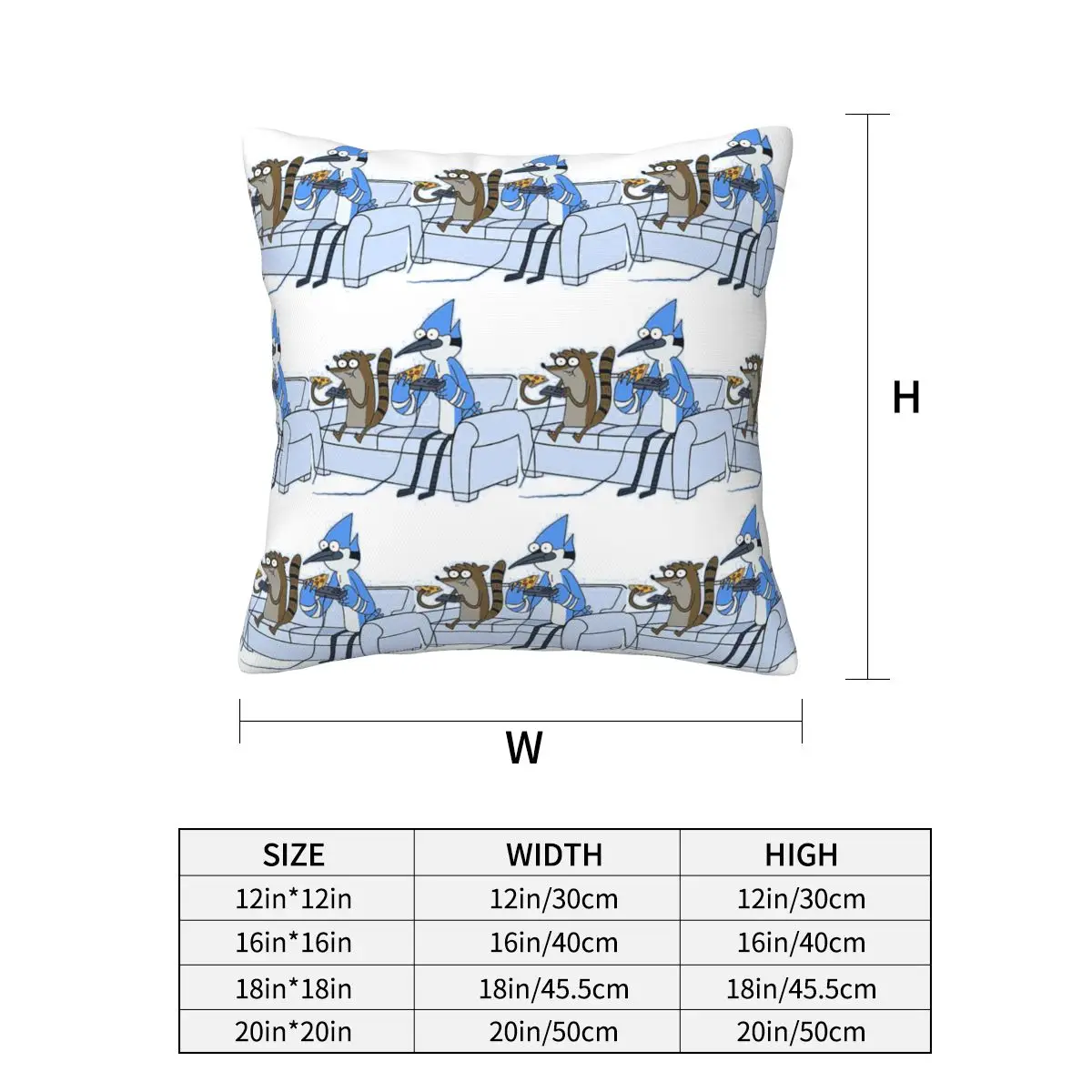 Mordecai And Rigby Pizza And Video Games Square Pillowcase Pillow Cover Cushion Decor Comfort Throw Pillow for Home Sofa