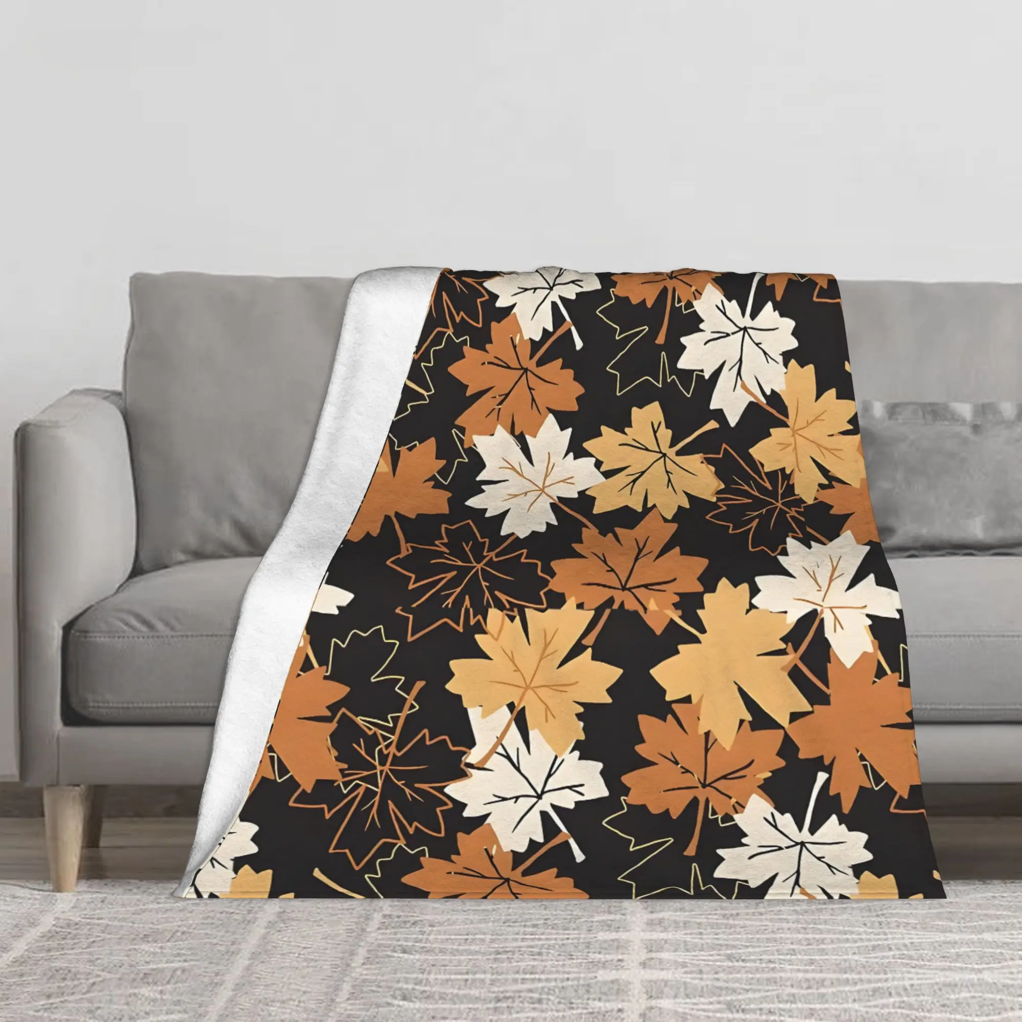 1PC Autumn Maple Tree Leaves Blanket Throw Blanket Novelty Warm Blanket All Season Gift