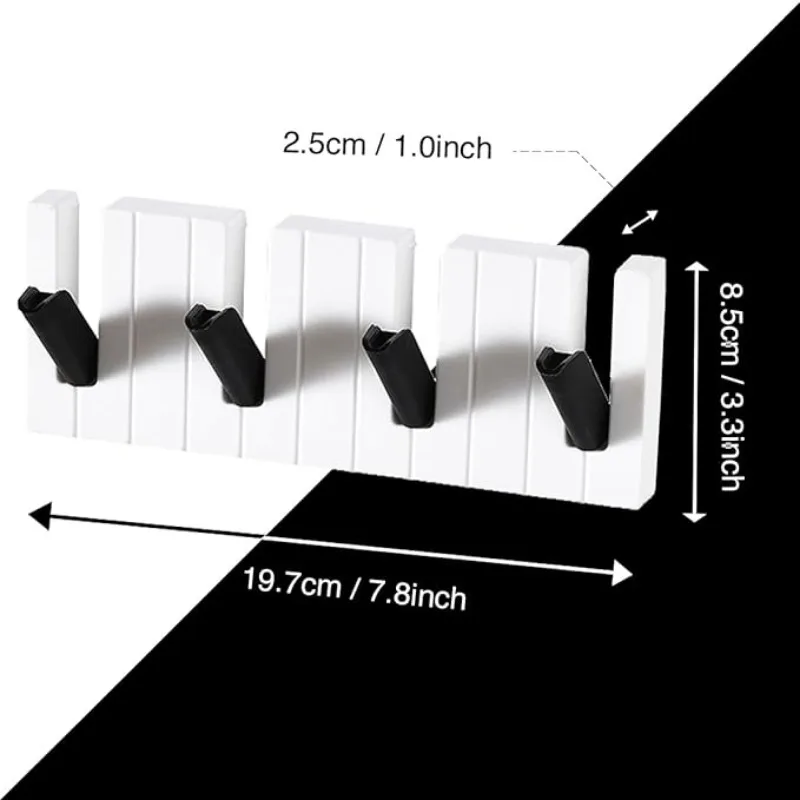 5Pcs Creative four-grid piano hook Nordic simple traceless concealed foldable hook Clothes, hats, bags, keys, toilet wall hanger