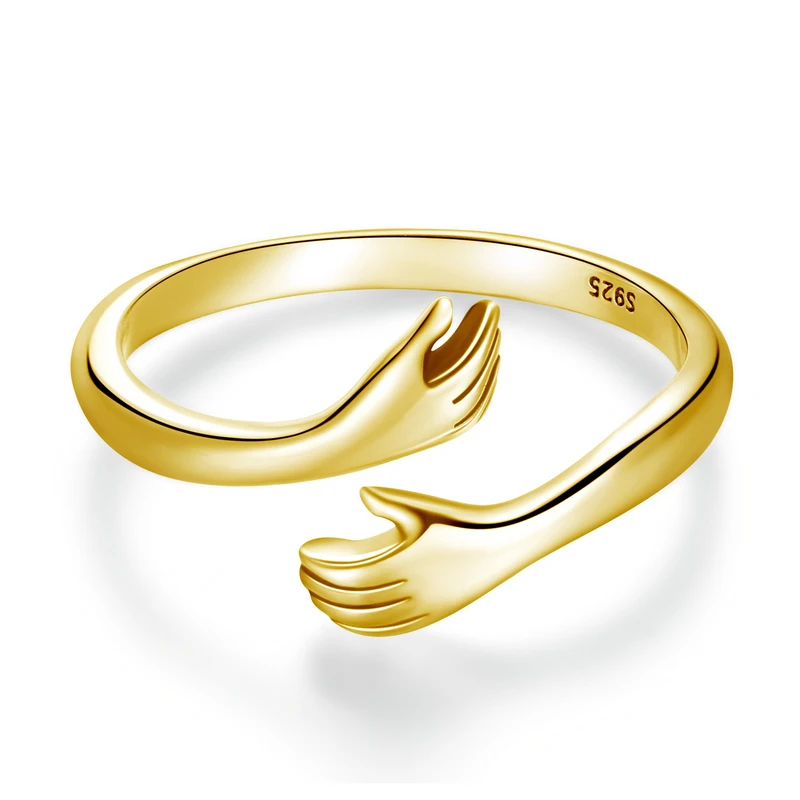 Women's 925 Sterling Silver Hug Hands Ring
