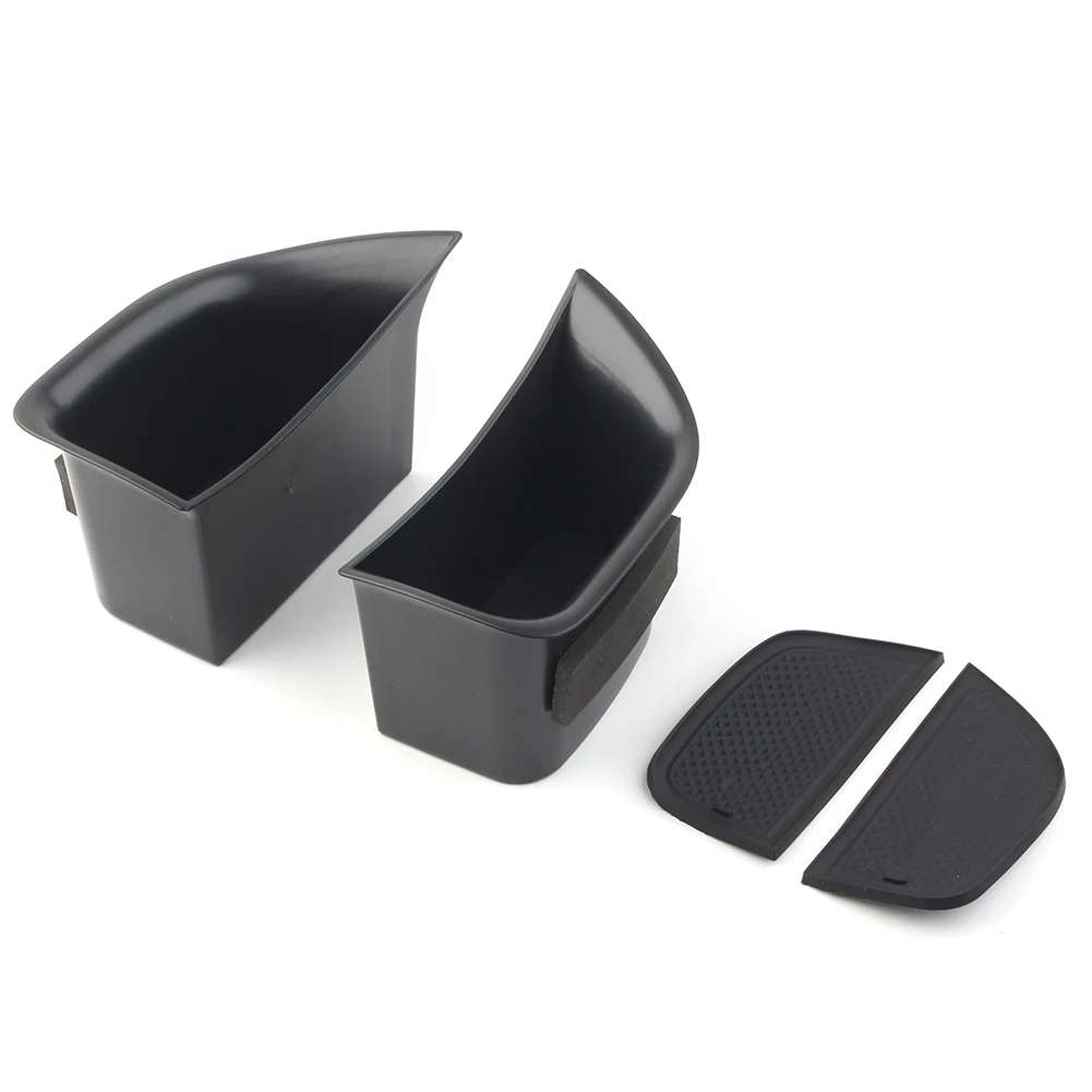 ABS Black Car Front Door Storage Box Organizer Container Holder 2Pcs For Lincoln Continental 2017-2018 Left Driver