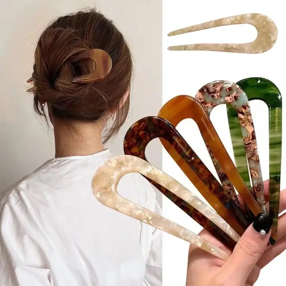 

Fashion U Shape Hair Sticks Hairpins Women French Hairpin With Two Prongs Vintage Hair Clips Hair Accessories Hair Styling Tool