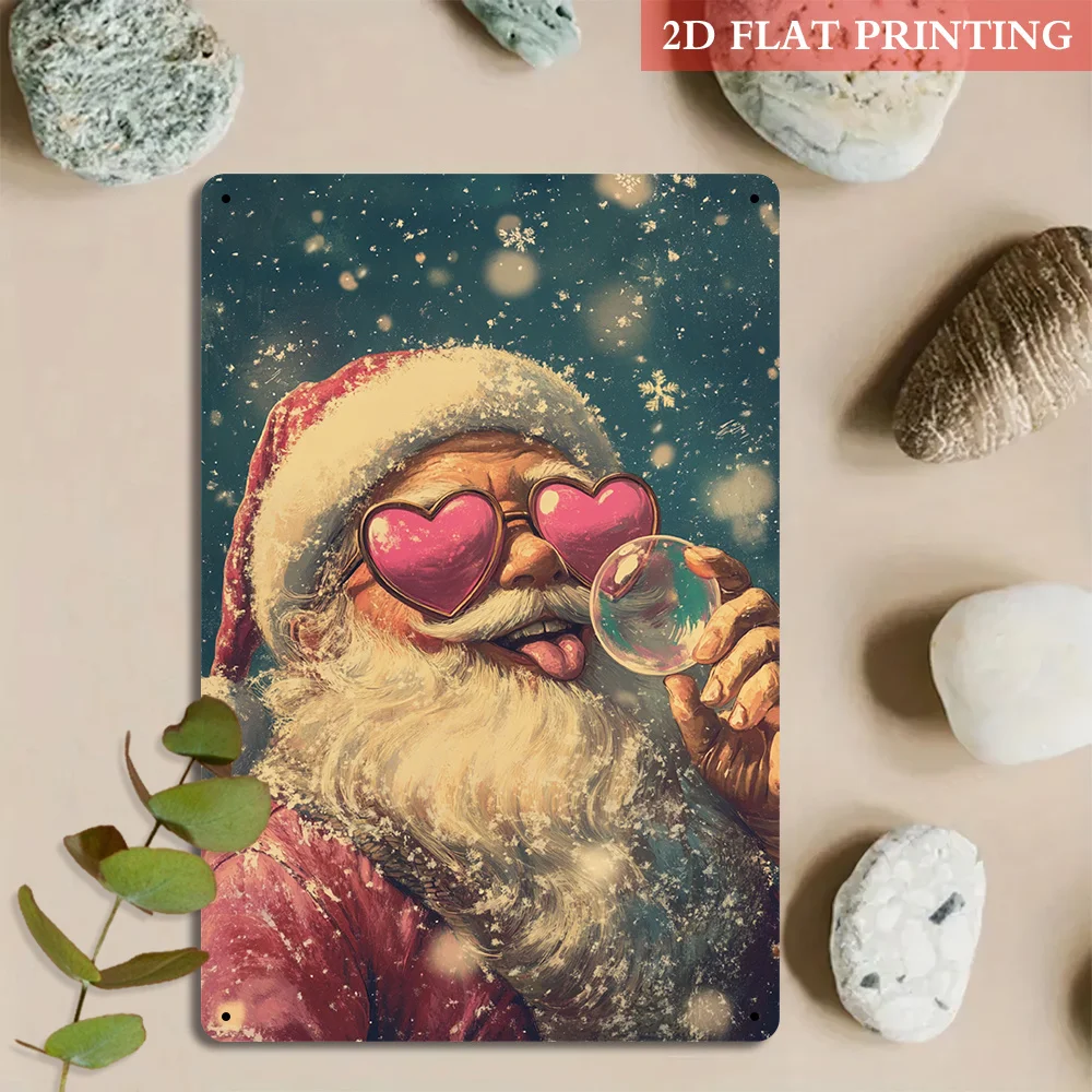 2D Flat - 1pc of 2D Flat Festive Figure Made of Bubble Iron Metal, Measuring 20.32X30.48 cm. This Vintage Decorative Sign Adds a