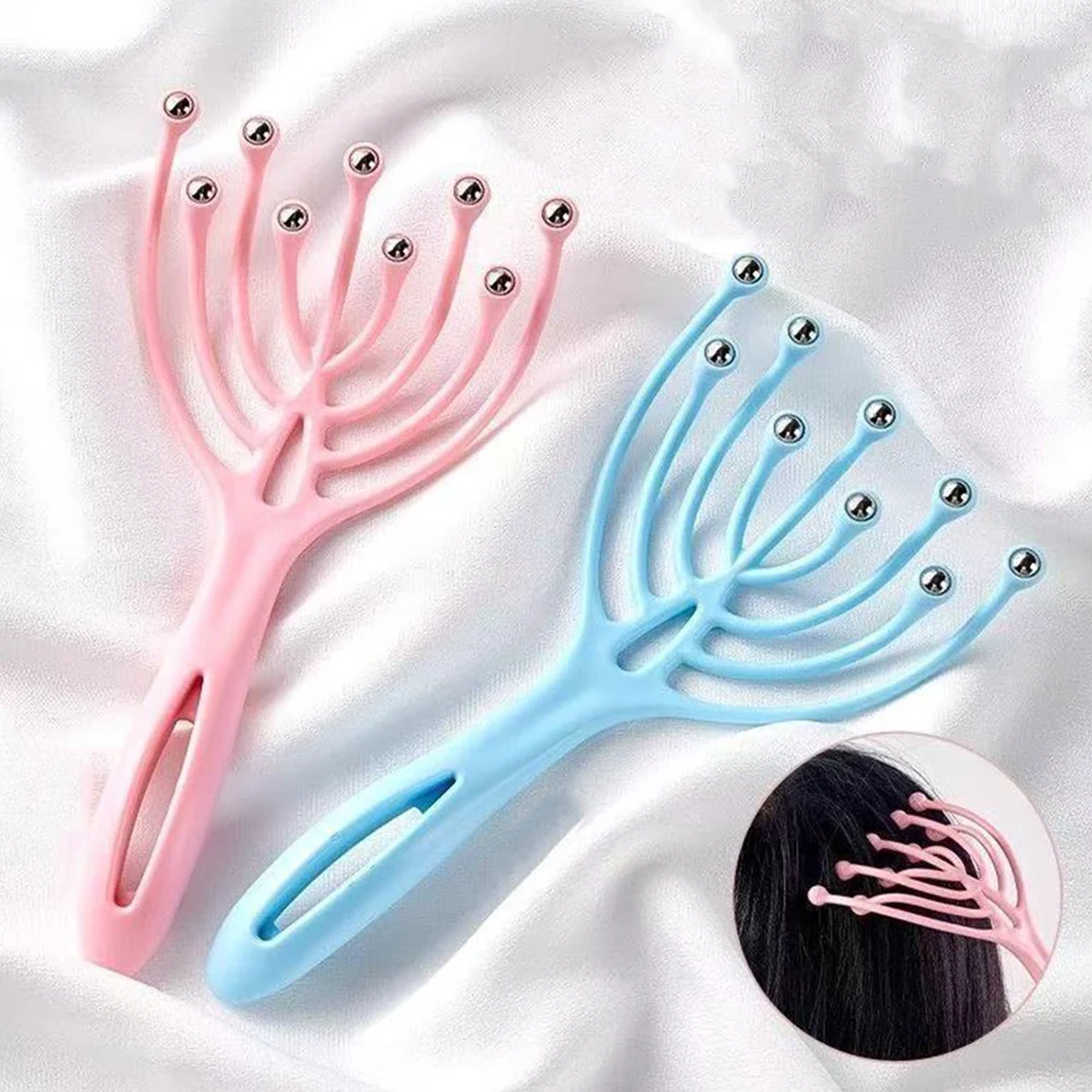 Nine Claw Massager, Pressure Relieving Scratching and Head Scratching Tool, Ball Operated Manual Head Massage Comb