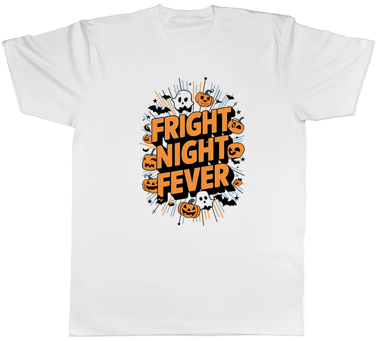 Fright Night Fever Costume Mens T-Shirt Halloween Ghost Pumpkin Bat Tee Gift