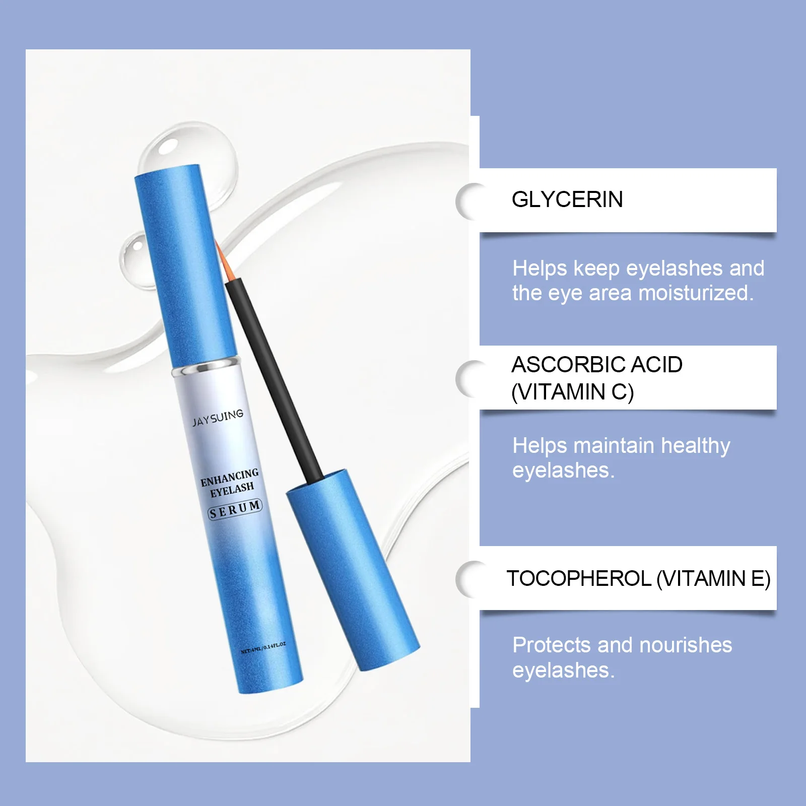 Siero per la crescita rapida delle ciglia per sopracciglia Allungamento Curling Ispessimento Impermeabile Trucco per ciglia unisex delicato a lunga durata