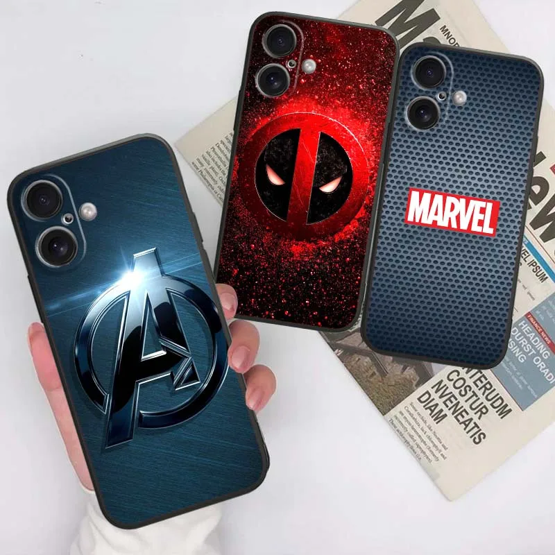 

M-M-MarvelS Logo Anime For Apple iPhone 17 16 16E 15 14 13 12 11 Pro Max Plus Black Soft Silicone Cover