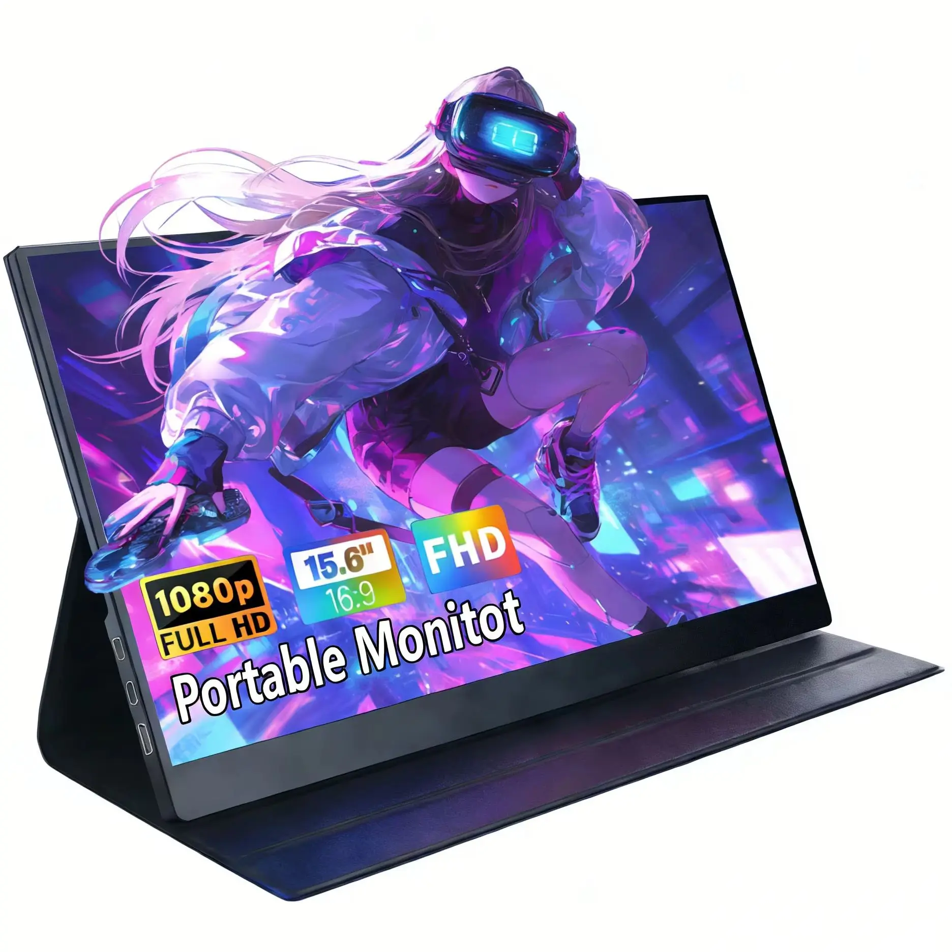 15.6-Inch Portable Monitor 60Hz FHD IPS HDMI And Type-C Interface Travel Game Monitor VESA Hole HDMI USB Type-C External Second