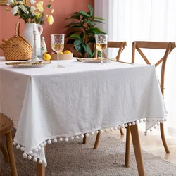 Tablecloth Rectangular Cotton White Coffee Table Living Room Home Decor Table Cloth Wedding Christmas Decoration Table Cover