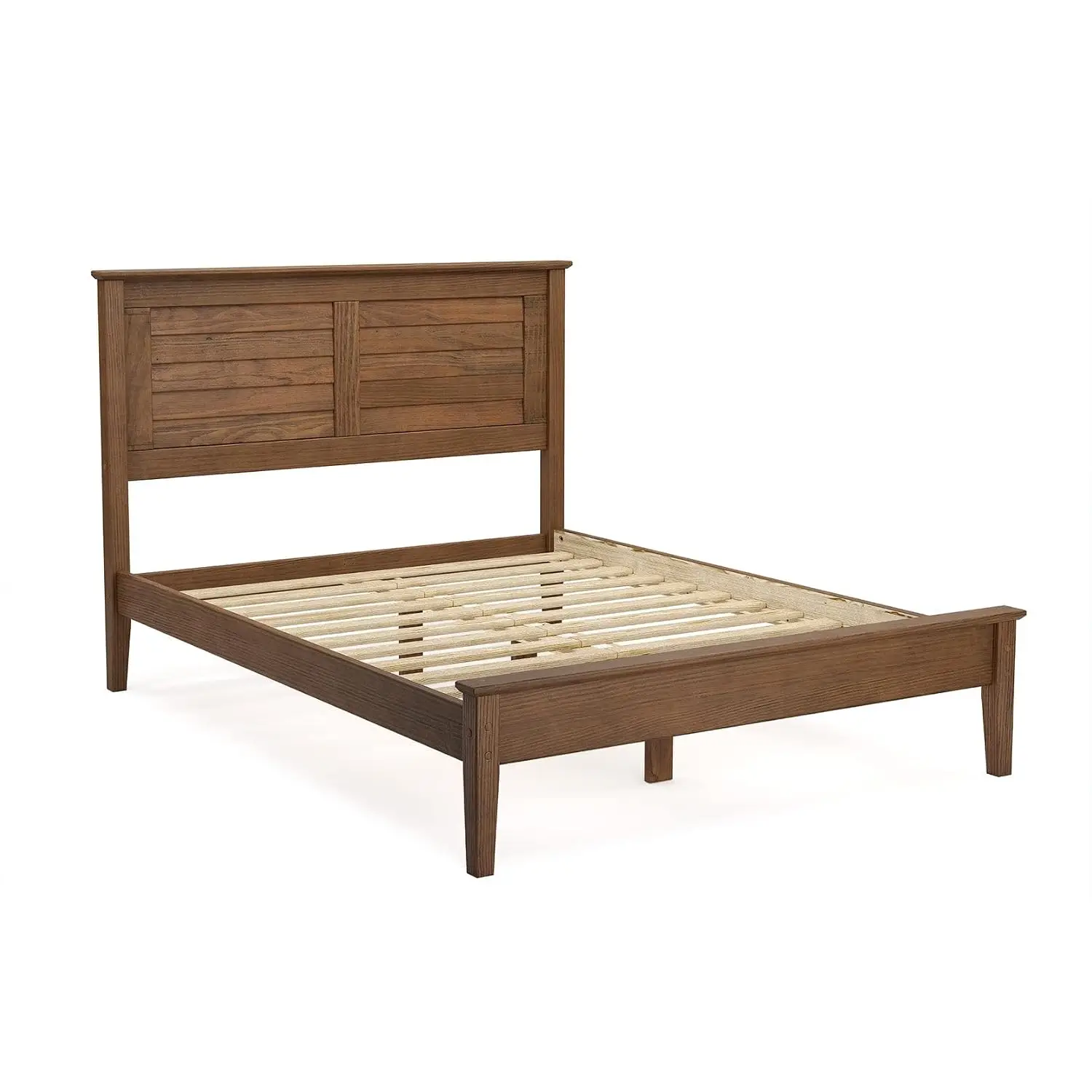 Solid Wood Platform Bed Queen Size Brushed Walnut Finish No Box Spring Needed Bedroom Furniture, Customized - view 4