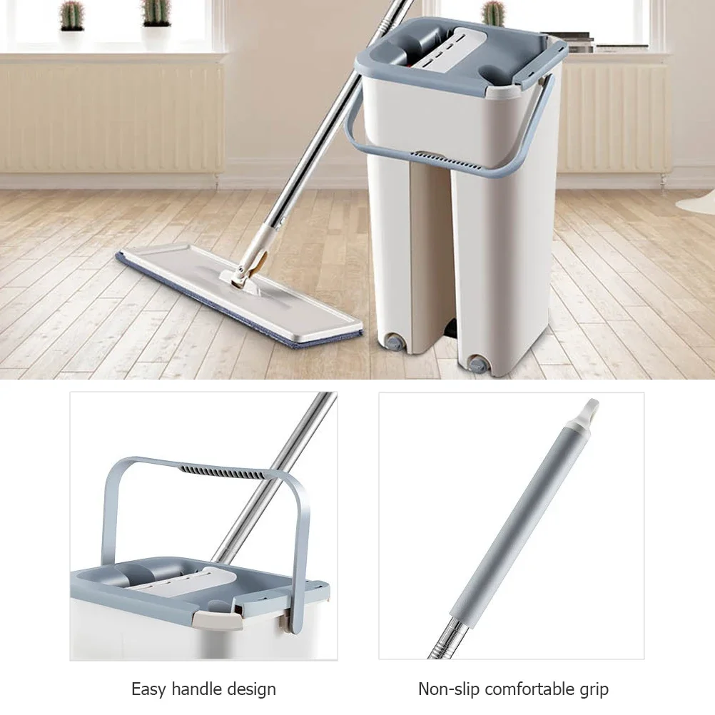 Cleaning Mop Flat Mop Microfibre with Telescopic Rod and Barrel Rotatable  for Home Microfibre  Rotatable Mop