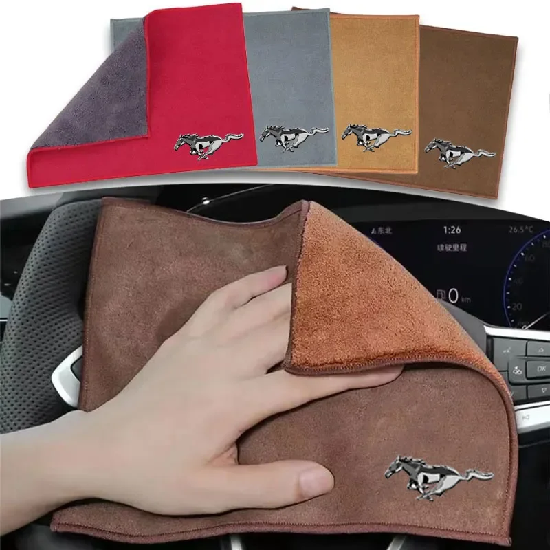 Microfiber Cleaning Car towel Clean Rags Car accessories for Ford Mustang Shelby GT 350 500 Cobra 2005 2009 2014 2015 2018 2023