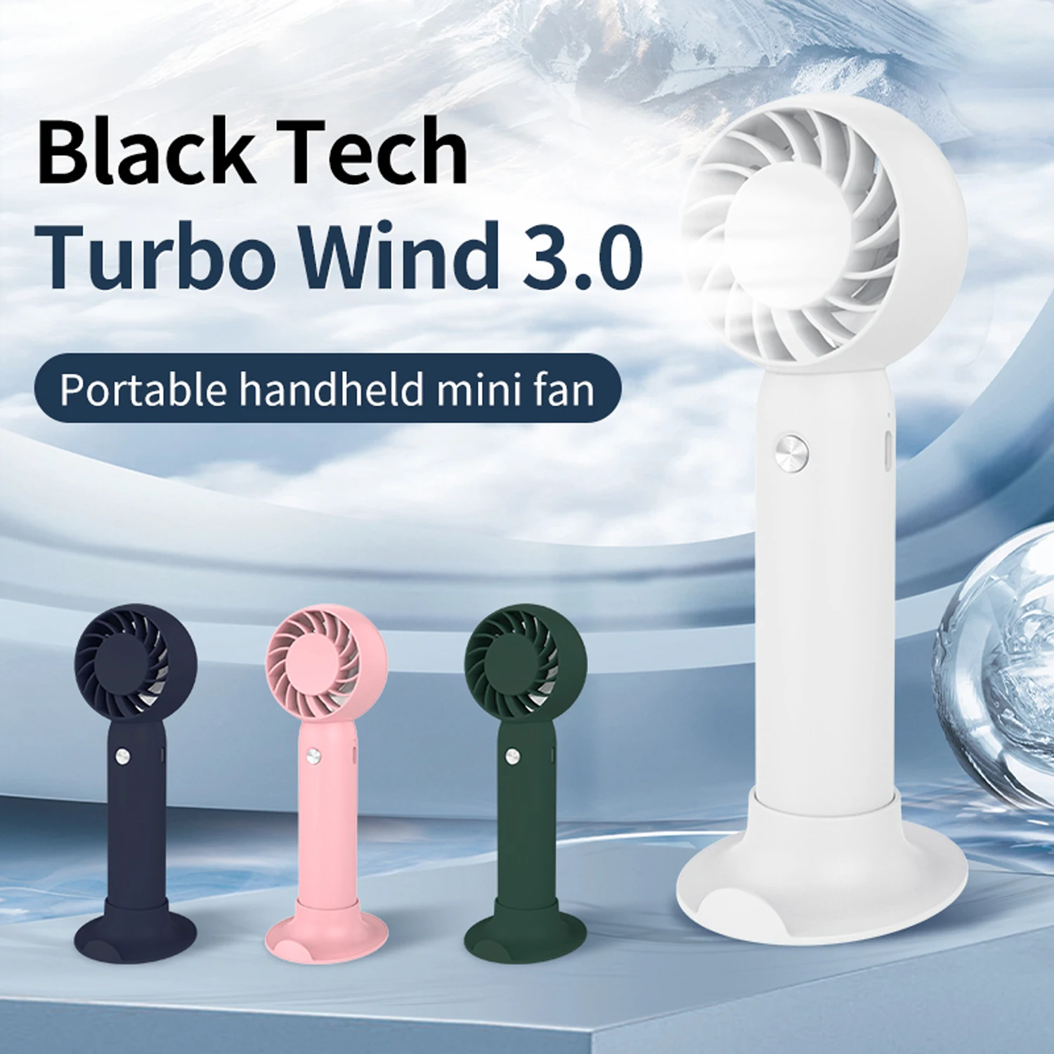 USLION Mini Portable Fan Micro USB Rechargeable Desk Fan Table Quiet 3 Speed Wind Student Hand Held Fan Outdoor Sports Travel