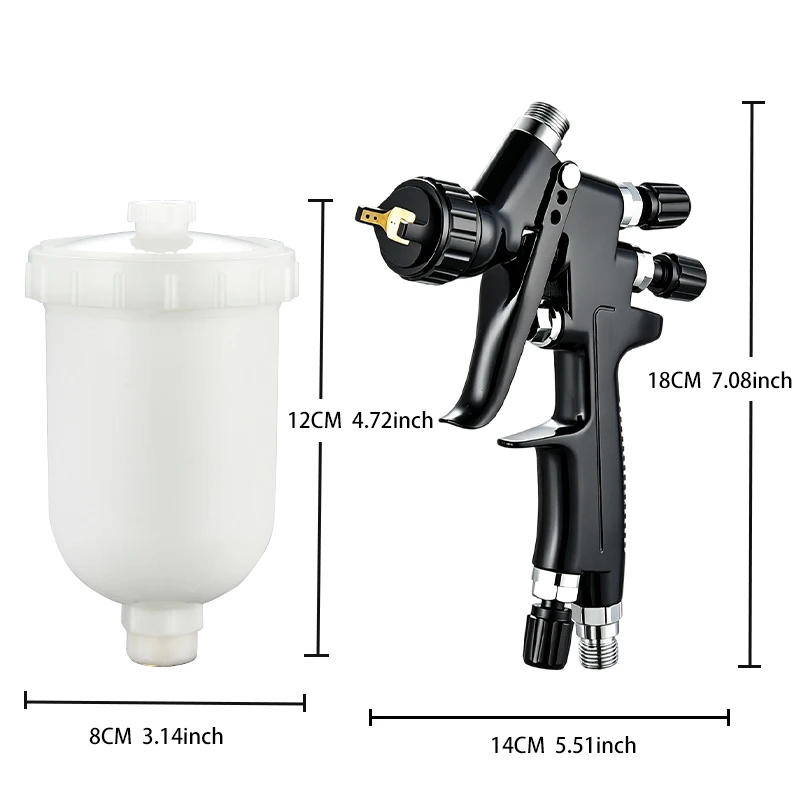 Professional Mini Gravity Feed HVLP Spray Gun, 0.8/1.0/1.2mm Nozzles, Paint Sprayer for Car Restoration, Motorcycle Maintenance