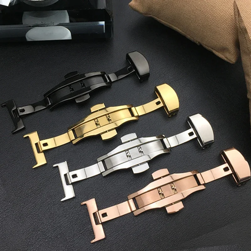 Stainless Steel Butterfly Buckle Polished Matte Lock Watch Strap Button Watchband Metal Clasp 10mm 12mm 14mm 16mm 18mm 20mm 22mm