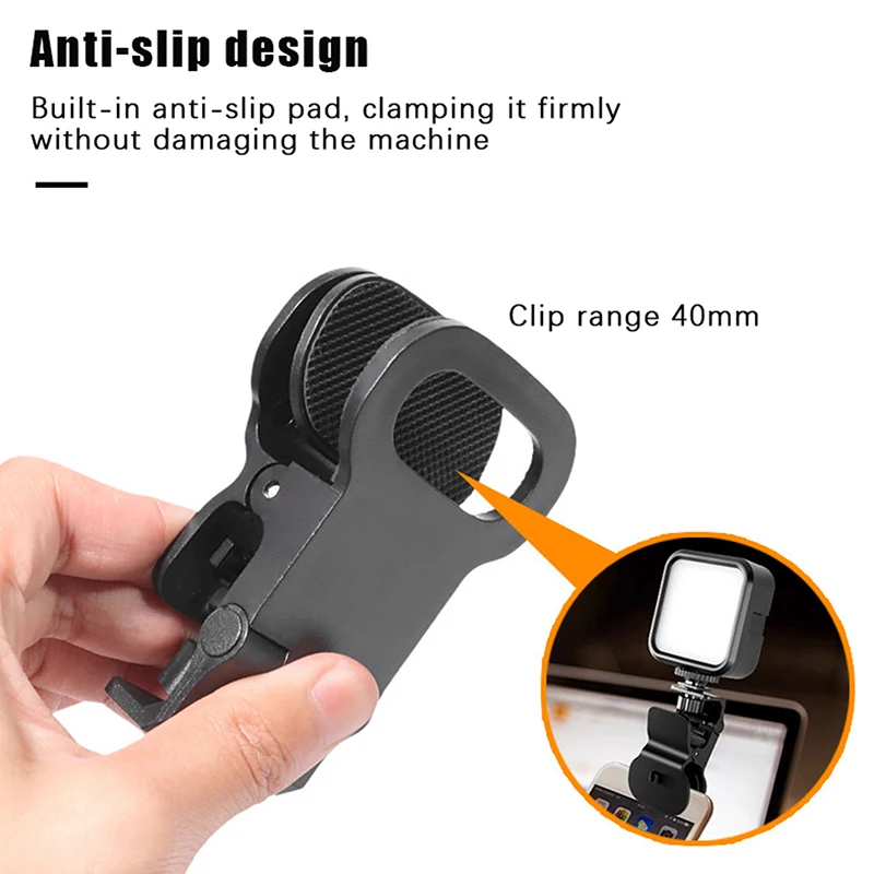Mini Fill Light Clip Camera Flash Holder With 360 Swivel Ball-Head 1/4 Screw Mount Universal Phone Tripod Tablet Mount Clamp
