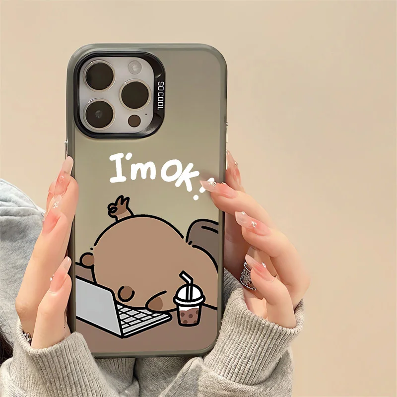 Gourde Cute Funny Casing Working Capybara Pattern Matching Phone Case for Iphone 16 15 14 13 12 11 Pro Max