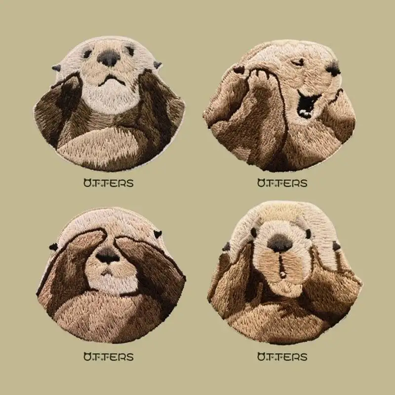 

High Quality Sea Otter Embroidered Patches Iron On Stickers For Clothing Applique Diy Animal Accessories Clothes Badges For Kids