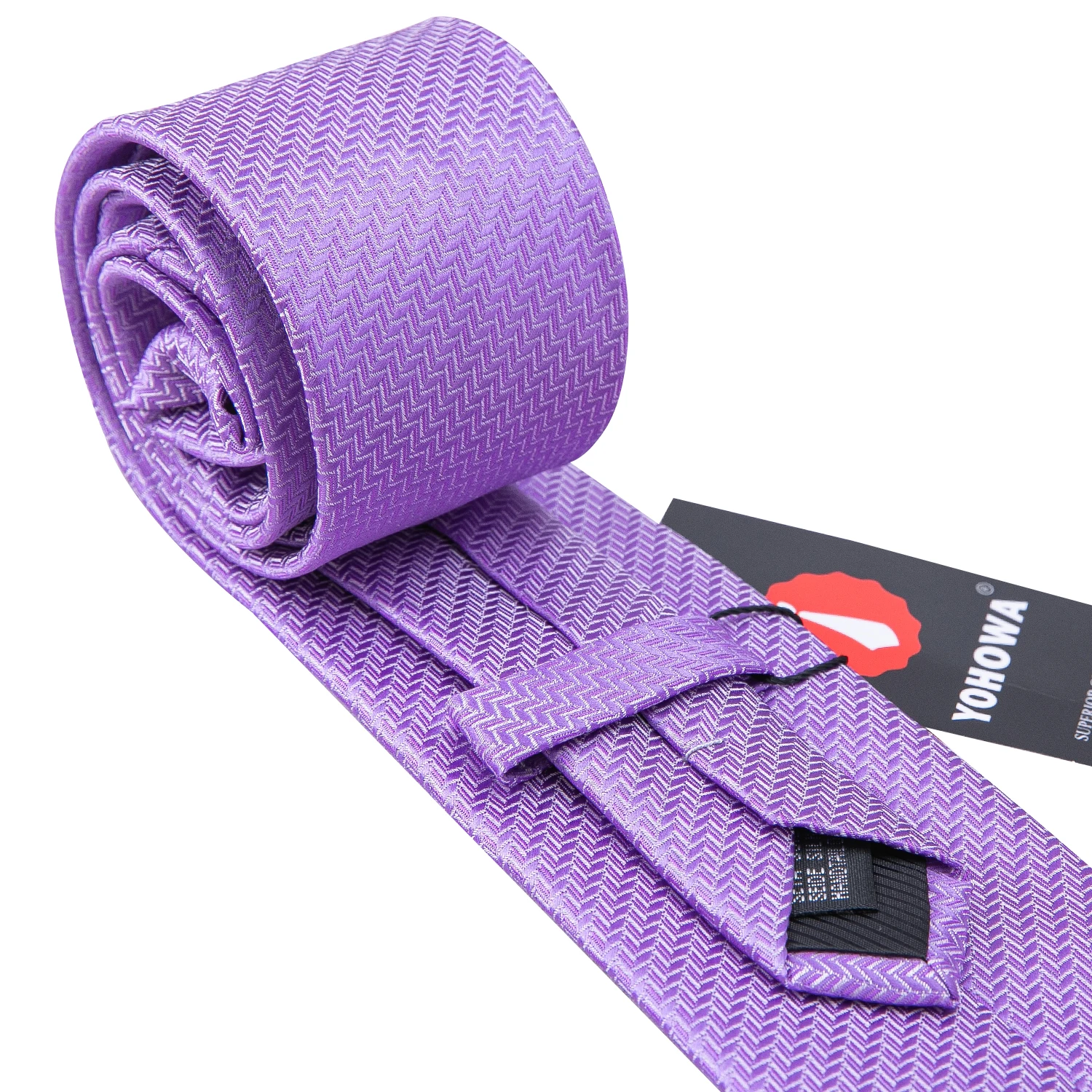 Designer Mens Tie Jacquard Necktie Pocket Square Cufflinks Set Amethyst Purple Striped for Male Men Wedding Busniess Party Gift