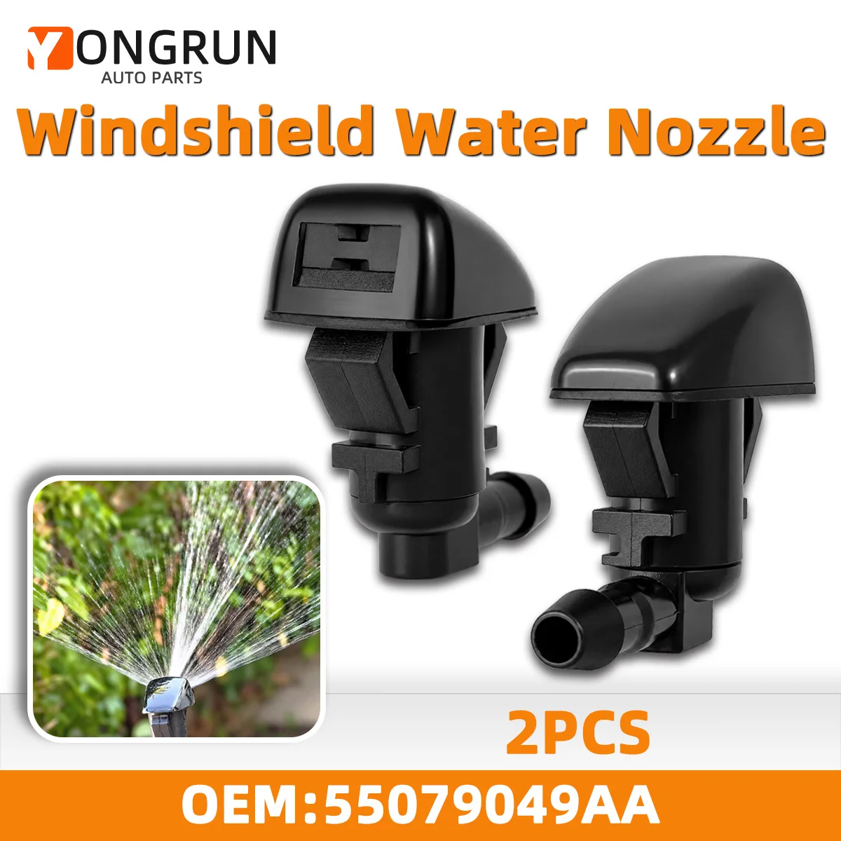 2 Stück Auto-Frontscheiben-Wasserdüse, 55079049AA, 8265A1282, passend für Jeep Grand Cherokee, Commander, Dodge Nitro, Mitsubishi Galant – Detail 1