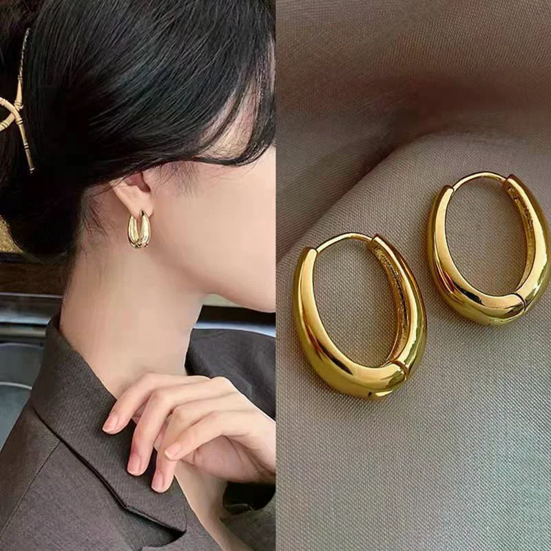 New Trendy Geometric Metal Hoop Earrings For Womens Fashionable Jewelry Accessories Delicate Earrings For Party