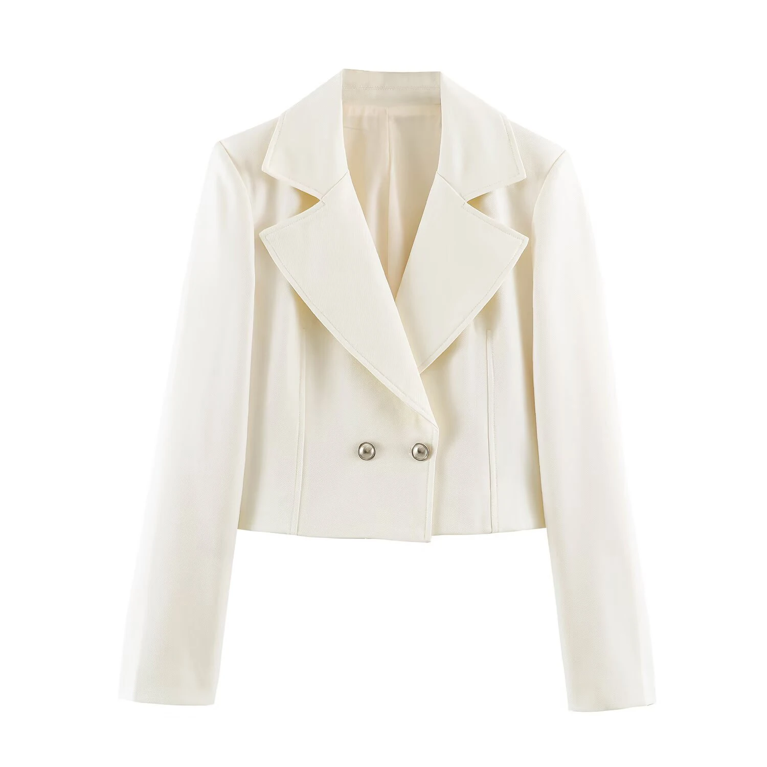 2026 Summer New Product Women's Fashion Simple and Versatile Flip Collar Short Double breasted Suit Coat