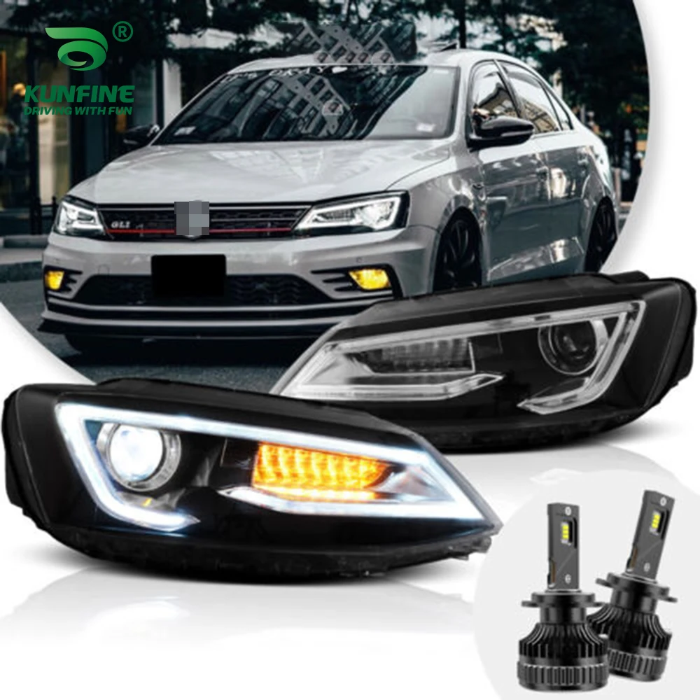 

KUNFINE Car Styling Pair Of Car Headlight Assembly For VW Jetta 2011-2014 LED Head Lamp Car Tuning Light Parts Plug And Play