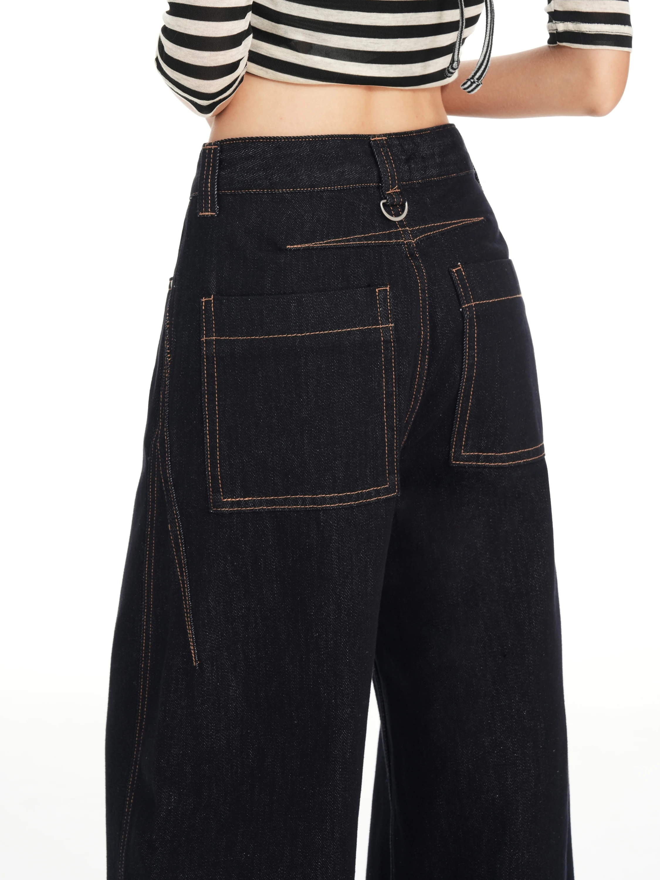 Jeans à jambe droite taille haute Thiened Fce pour femmes, automne-hiver, nouveau, mince, ample, jambe large, pantalon long
