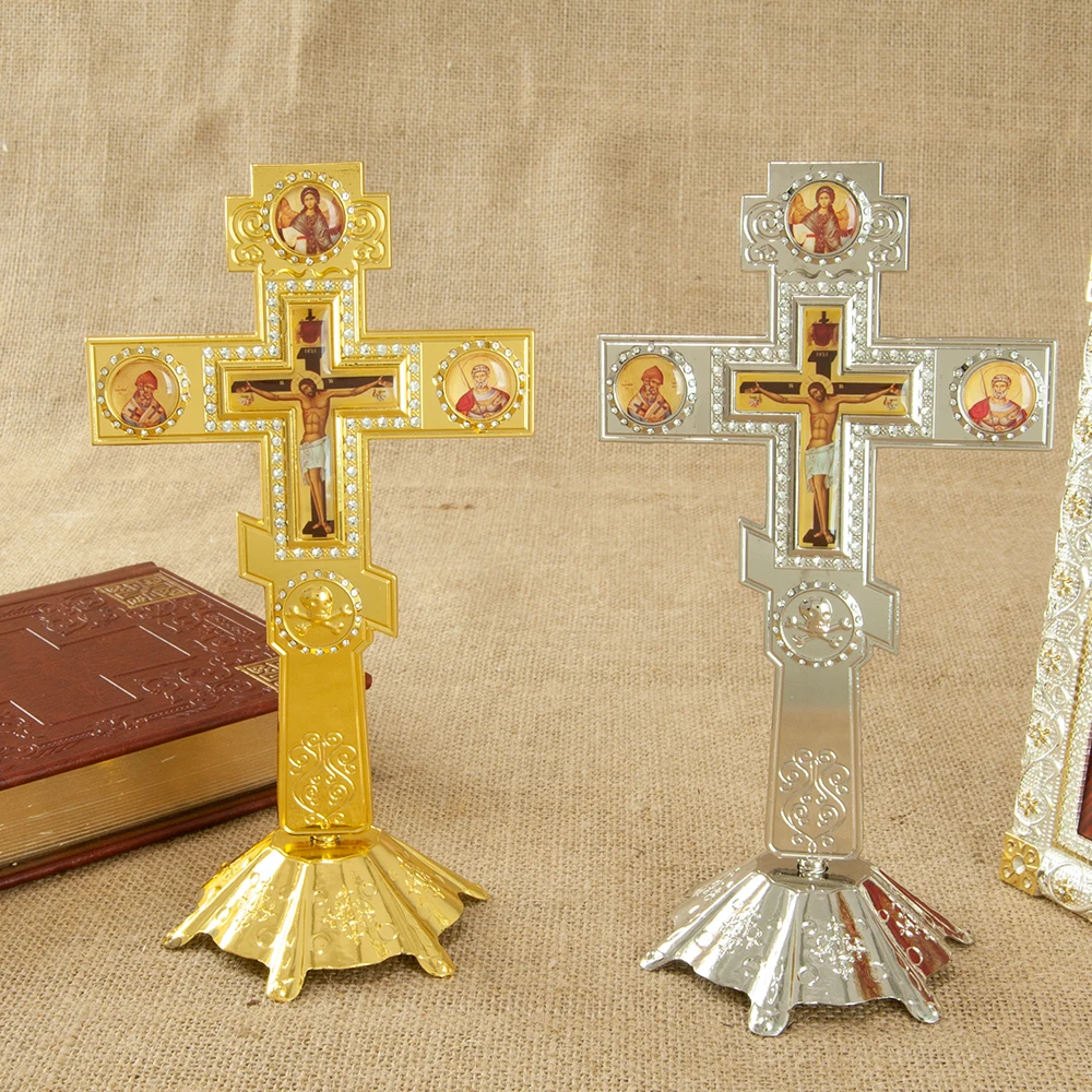 Orthodox Cross Zinc Alloy Jesus Cross Crucifix Russian Orthodox Wall Cross Churches Weddings Funerals 7.3In*3.9In Orthodox Jesus