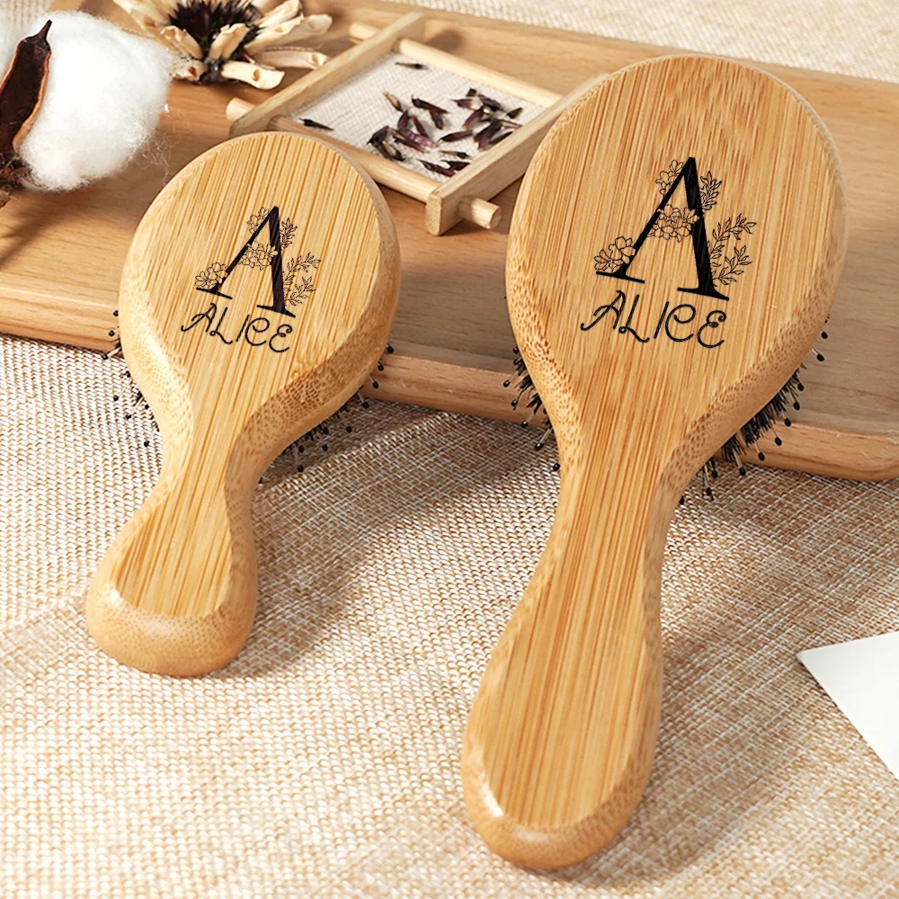Custom Boar Bristle Natural Bamboo Hair Brush Air Cushion Hairbrush Detangling Scalp Massage Comb Salon Barber Styling Tools image 3