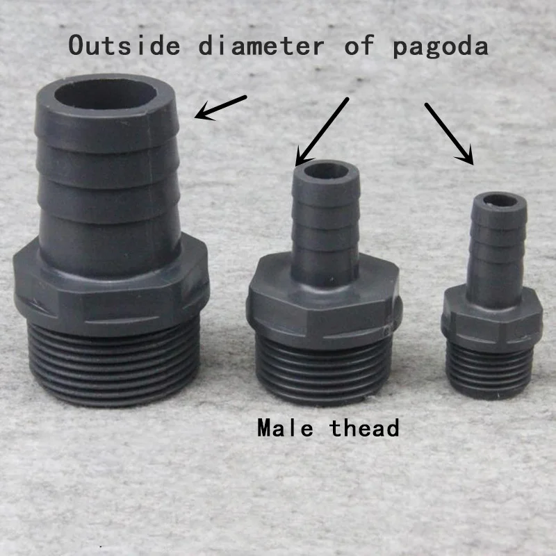 PVC Male Hose Fittings Pagoda Connector Hi-quality Soft Water Pipe Connector UPVC Fittings Irrigation Hose Parts 1 Pcs