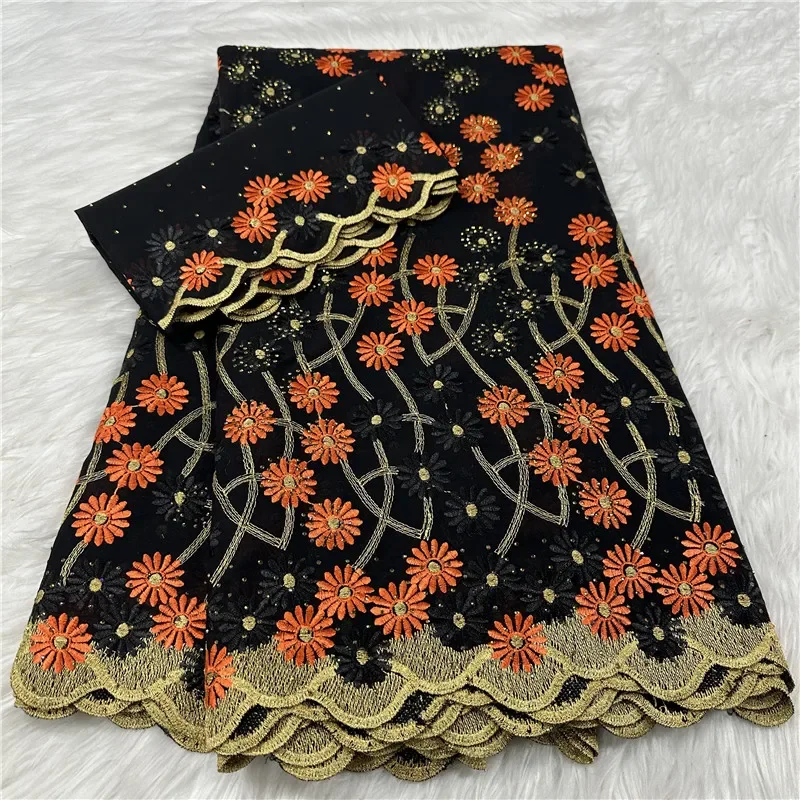 

7 yard With Scarf Swiss lace fabric Dry lace embroidery African 100% cotton fabrics Swiss voile lace Dubai style 18L1051602