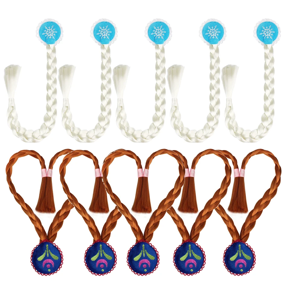 

Wholesale 1/5/10pcs/lot Girls Elsa Dress Up Wig Todder Princess Long Braided Tail Hairpin for Kids Birthday Hair Clips Anna Wig