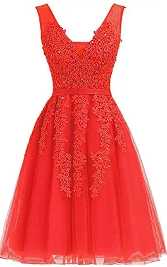 

V-Neck Homecoming Dresses Princess Party Gowns Fashion Applique Beading Tulle Formal Cinderella Graduation Gowns Hot