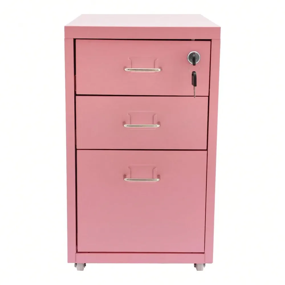 

Office Storage Cabinets And Shelving3 Drawer File Cabinet With Lock, Metal Vertical Filing Cabinets For Home Office Organizer Ro