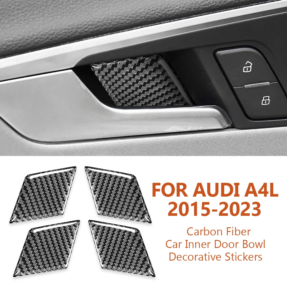 

For Audi A4 A5 A4L B9 2015-2023 Car-styling Real Carbon Fiber Car Inner Door Bowl Decorative Stickers Auto Interior Accessories