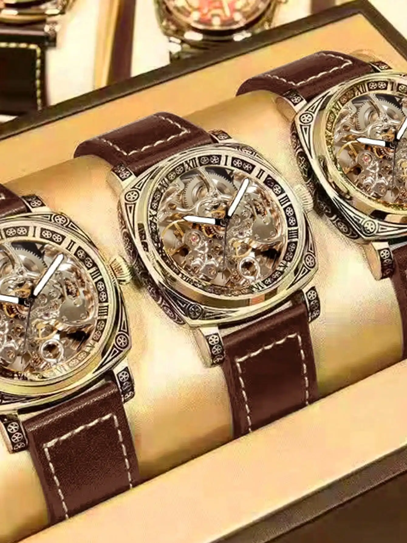 New Carving Mechanical Watch Retro Fully Automatic Man Watch Hollow out Fashion Mechanical Watch Luxury Men wrist watches