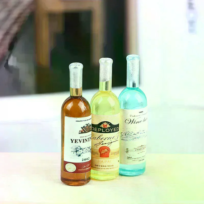 5PCS 1:12 Dollhouse Miniture Simulation Wine Bottle Kitchen Living Room Decoration Accessories For Doll Home Decor Props