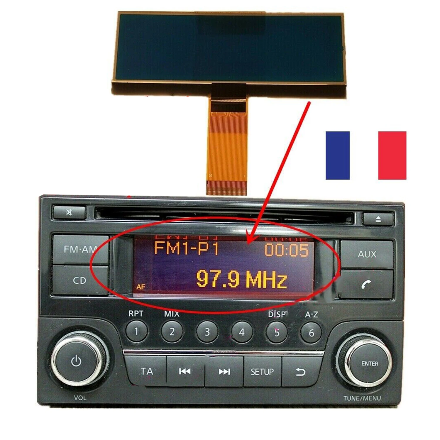 Pantalla LCD de visualización de Radio para Nissan Juke, Navara, Note, NV200, Qashqai Pathfinder x-trail 28185BH30A 28185BH30B, pieza de reemplazo, 1 unidad