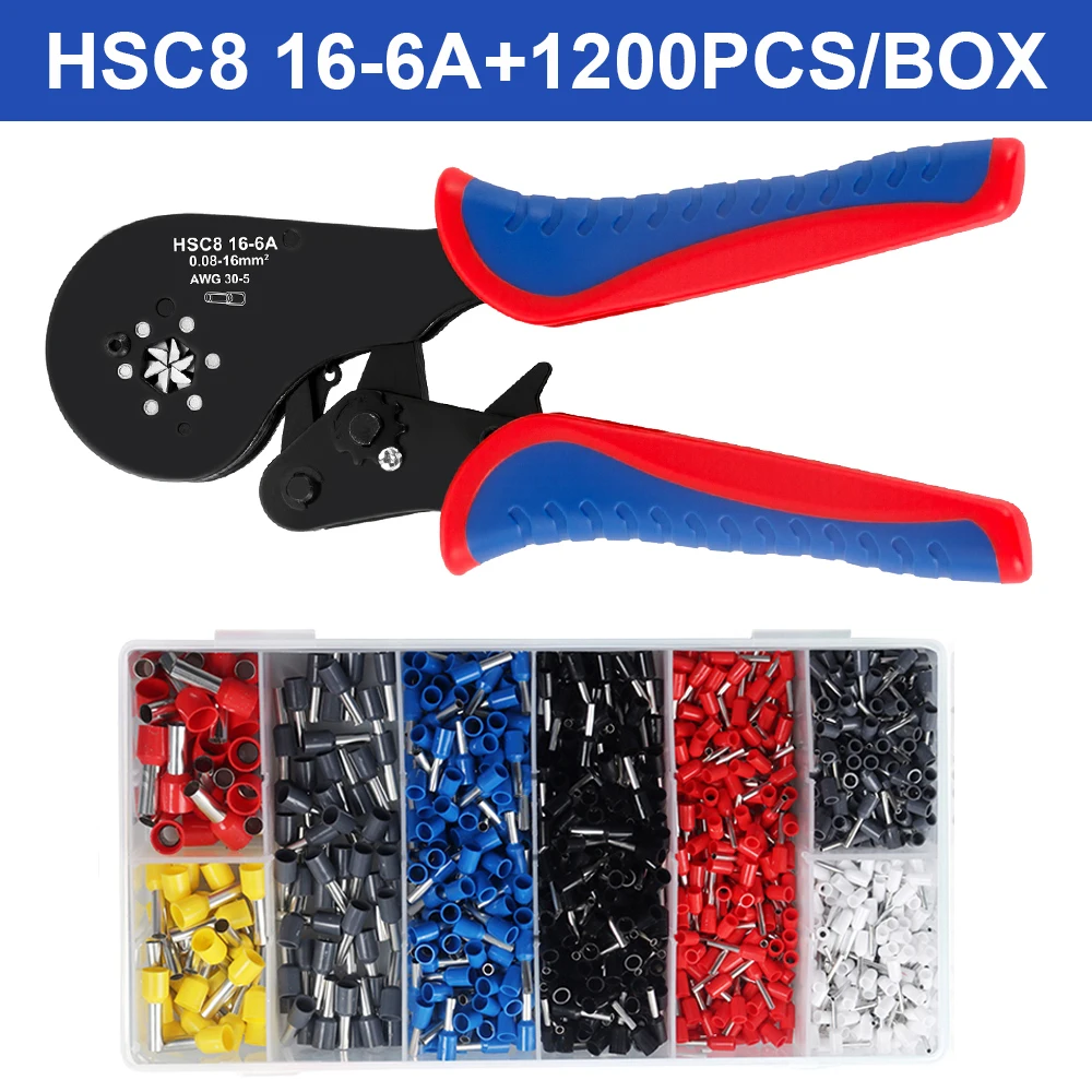 Beentje Krimptang HSC8 16-6A Buisvormige Terminal Mini Tang Voor Grote Maat Terminals Elektrische Klemmen 0.08-16mm2/30-5AWG