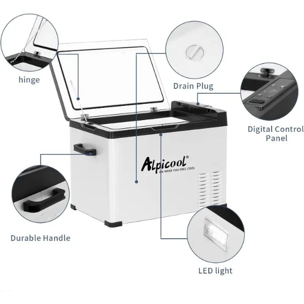 Alpicool C40 Portable Refrigerator, 12 Volt Car Freezer, 42 Quart(40 Liter) Fast Cooling 12V Fridge Cooler for RV, Truck,Camping