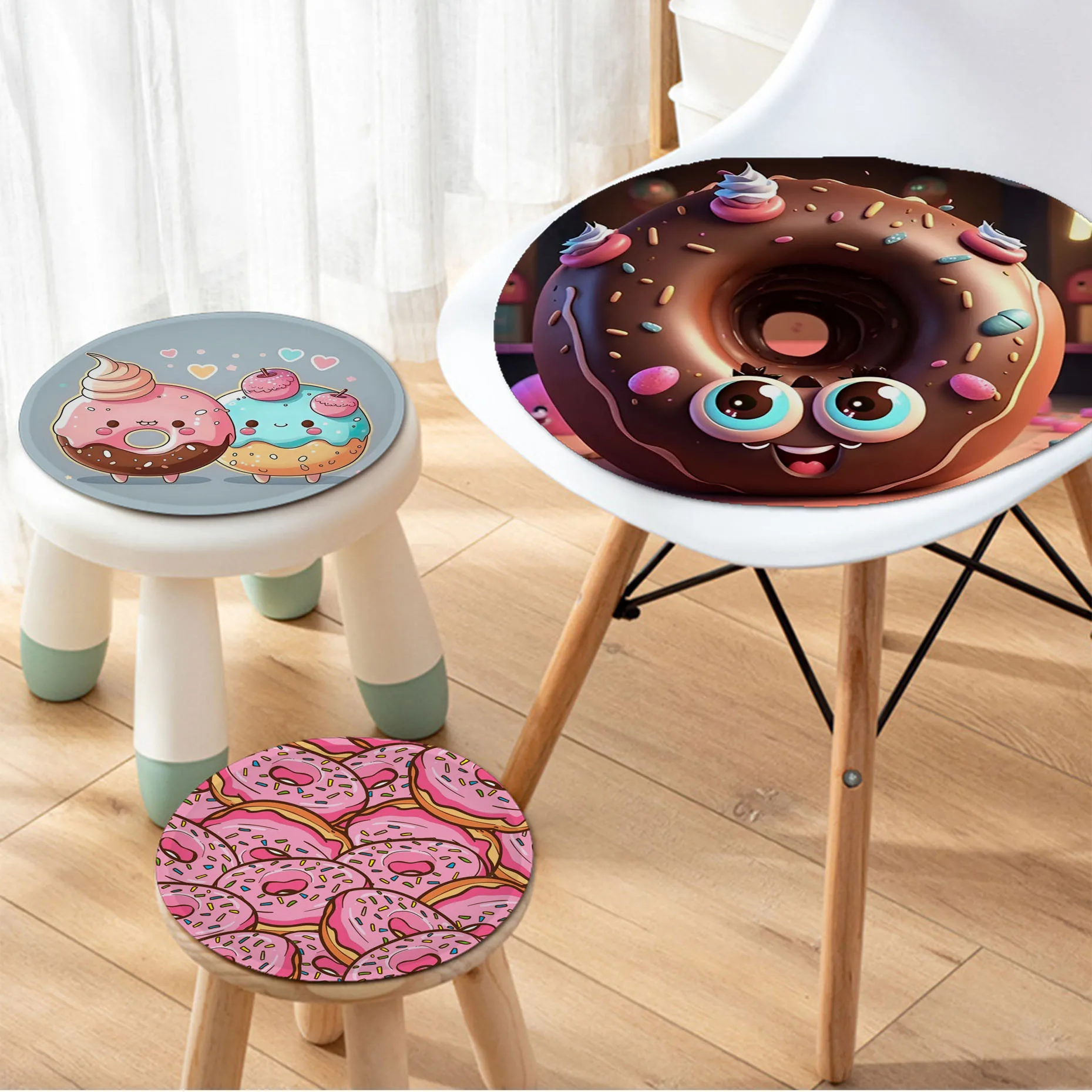 

Cute Donut Cushion Mat Round Seat Cushion Office Dining Stool Pad Sponge Sofa Mat Non-Slip Chair Cushions