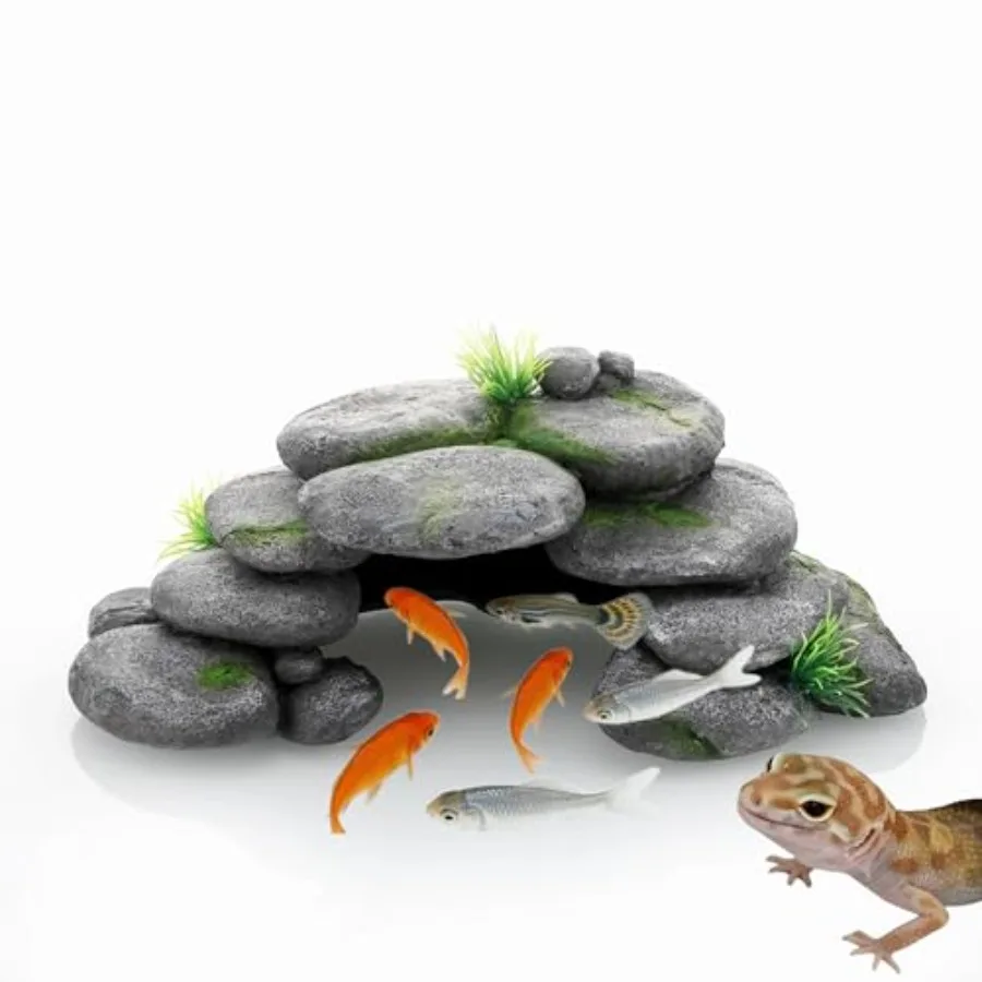 Aquarium Rock Cave House, Natural Looking Rocks Built with durable materials, these reptile cave shelters work great as aquariu